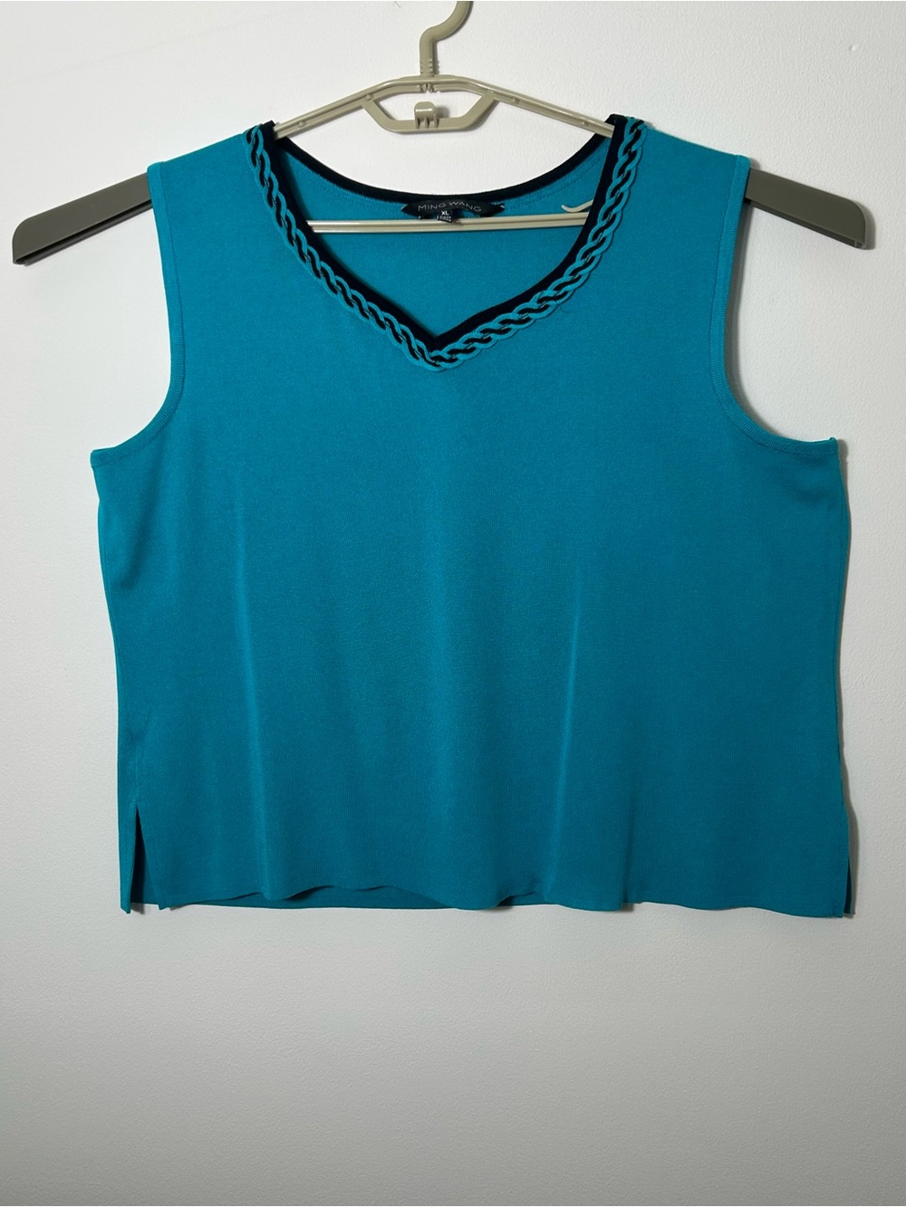 Ming Wang Tank Top Womens XL Green Teal Stretchy Dressy Office Layering Travel